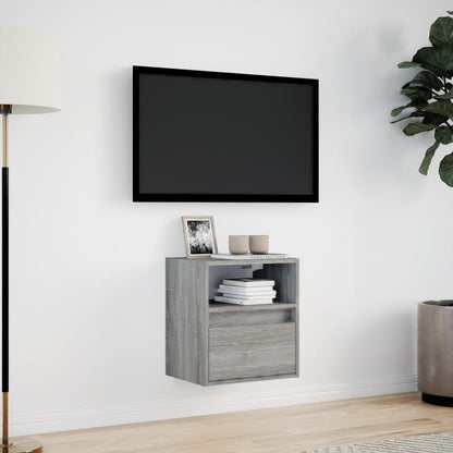 vidaXL TV Wall Cabinet with LED Lights Grey Sonoma 41x31x45 cm