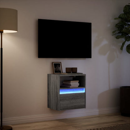 vidaXL TV Wall Cabinet with LED Lights Grey Sonoma 41x31x45 cm