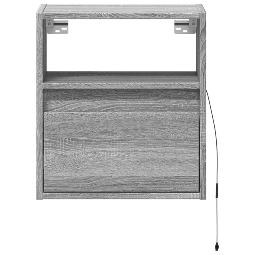 vidaXL TV Wall Cabinet with LED Lights Grey Sonoma 41x31x45 cm