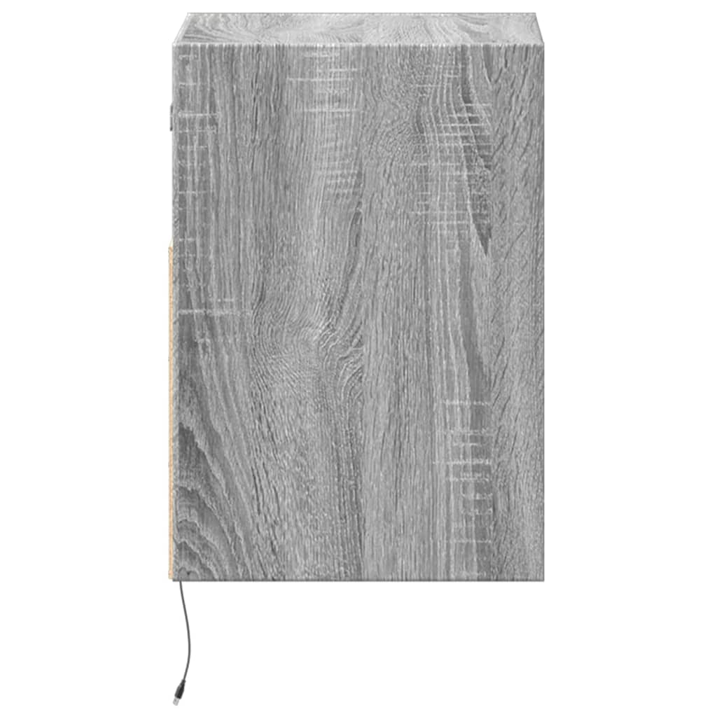 vidaXL TV Wall Cabinet with LED Lights Grey Sonoma 41x31x45 cm