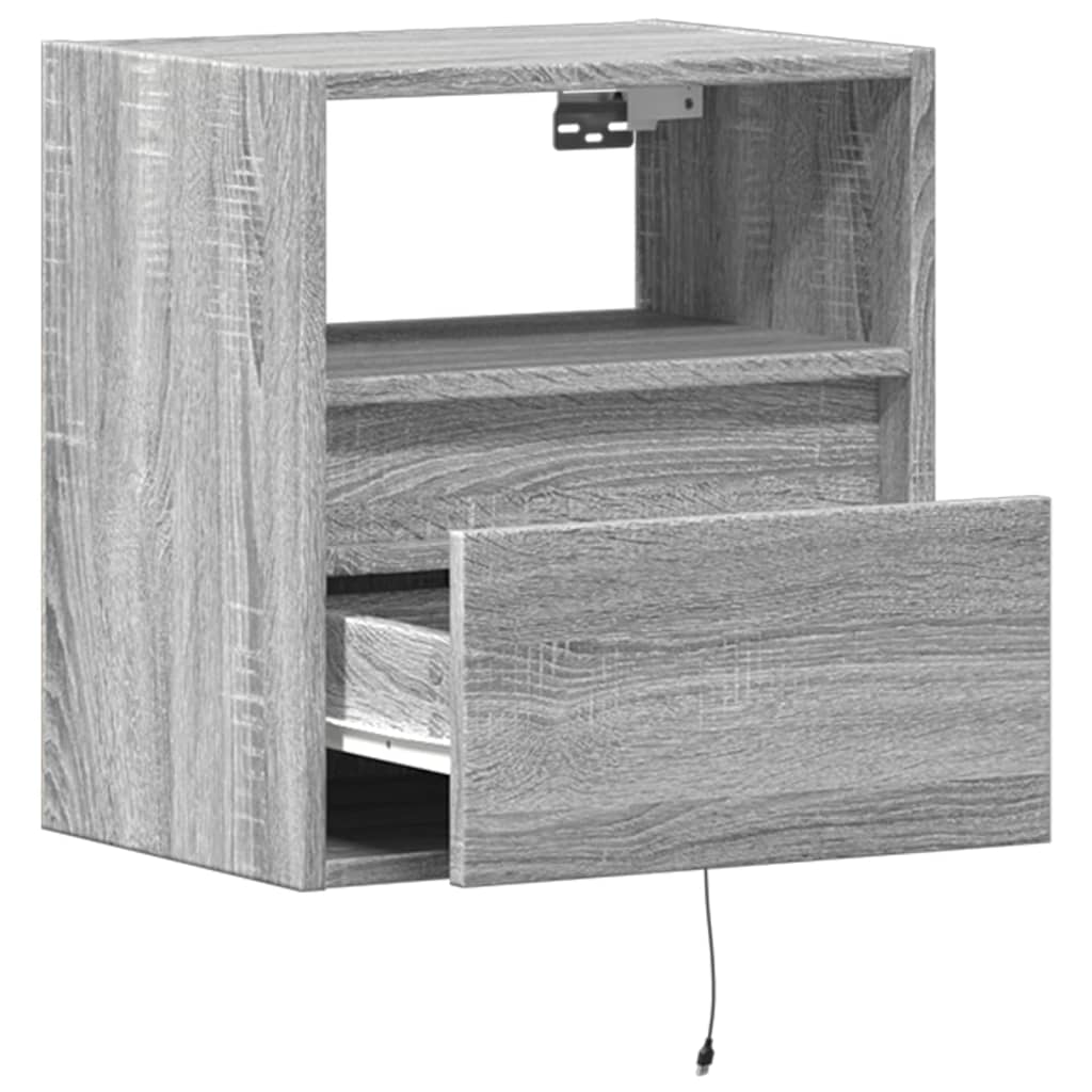 vidaXL TV Wall Cabinet with LED Lights Grey Sonoma 41x31x45 cm