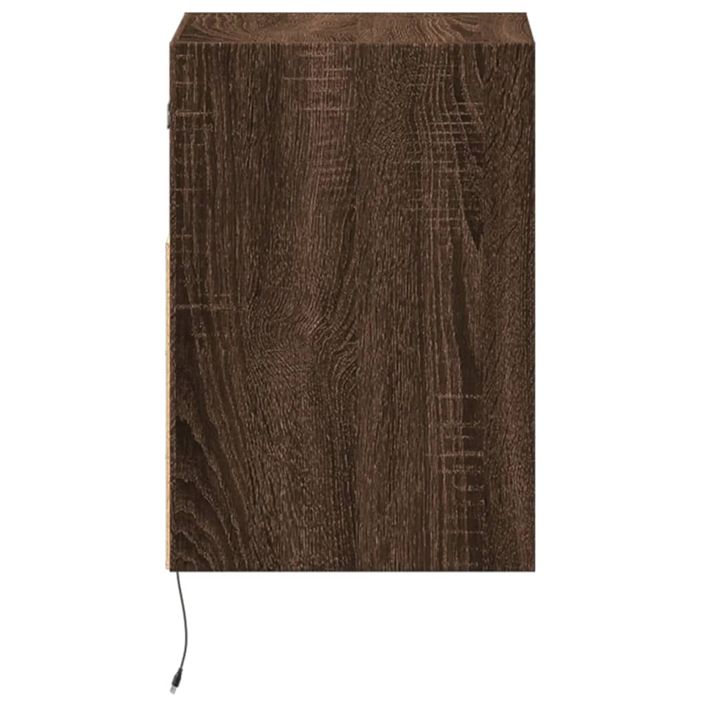 vidaXL TV Wall Cabinets with LED Lights 2 pcs Brown Oak 41x31x45 cm