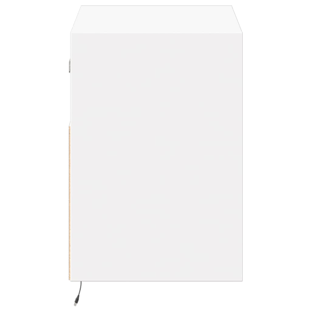vidaXL TV Wall Cabinet with LED Lights White 80x31x45 cm