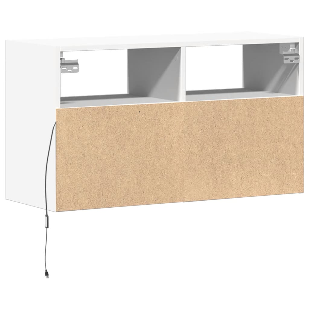 vidaXL TV Wall Cabinet with LED Lights White 80x31x45 cm