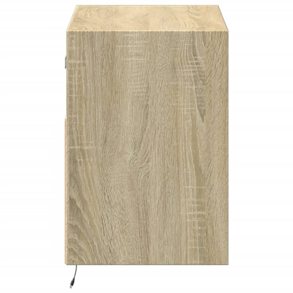 vidaXL TV Wall Cabinet with LED Lights Sonoma Oak 80x31x45 cm