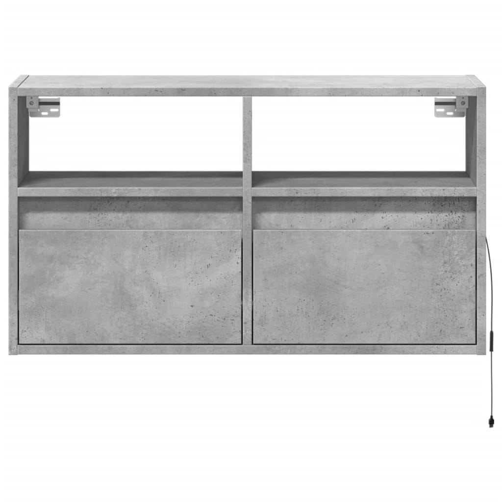 vidaXL TV Wall Cabinet with LED Lights Concrete Grey 80x31x45 cm
