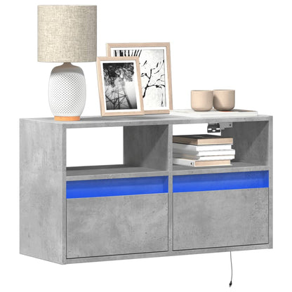vidaXL TV Wall Cabinet with LED Lights Concrete Grey 80x31x45 cm