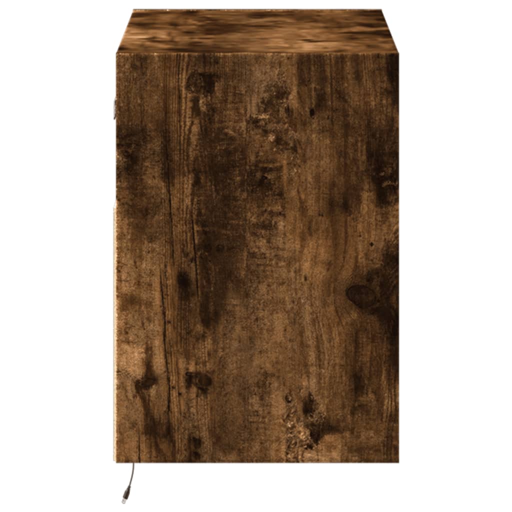 vidaXL TV Wall Cabinet with LED Lights Smoked Oak 80x31x45 cm