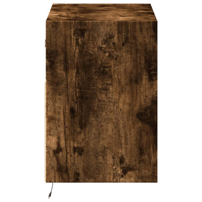 vidaXL TV Wall Cabinet with LED Lights Smoked Oak 80x31x45 cm