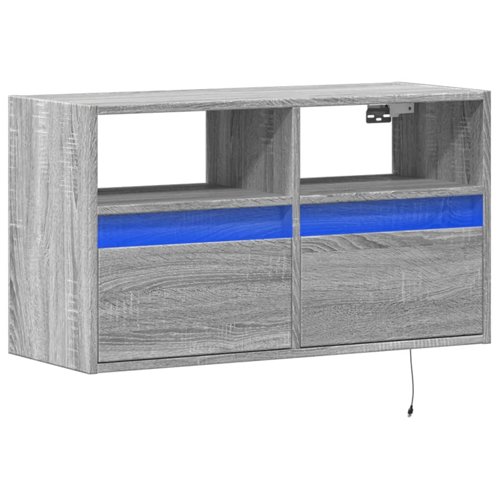 vidaXL TV Wall Cabinet with LED Lights Grey Sonoma 80x31x45 cm