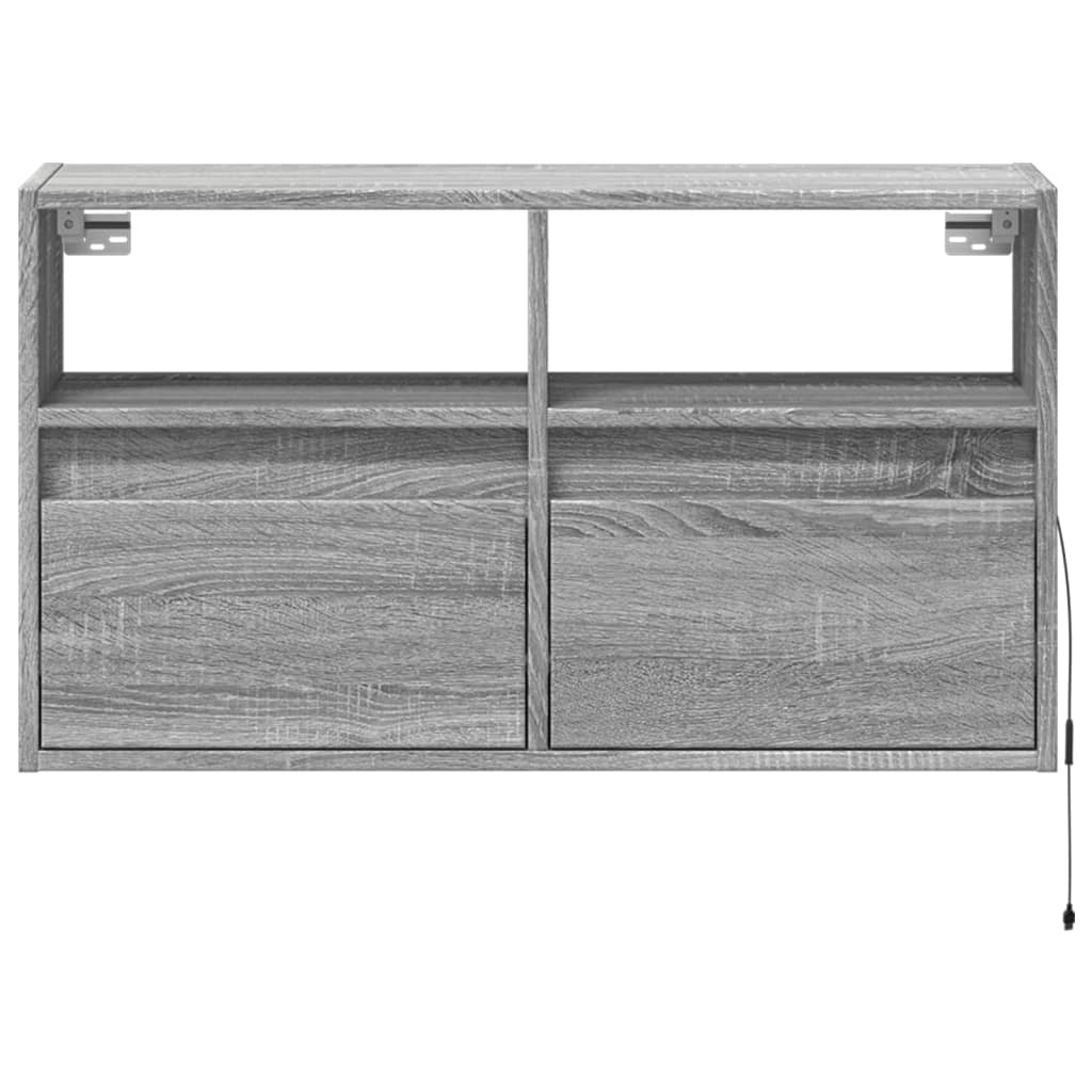 vidaXL TV Wall Cabinet with LED Lights Grey Sonoma 80x31x45 cm