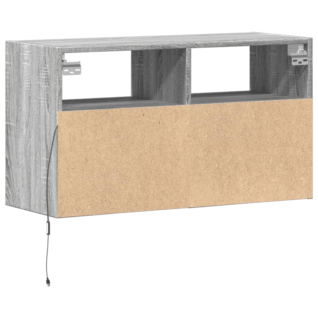 vidaXL TV Wall Cabinet with LED Lights Grey Sonoma 80x31x45 cm