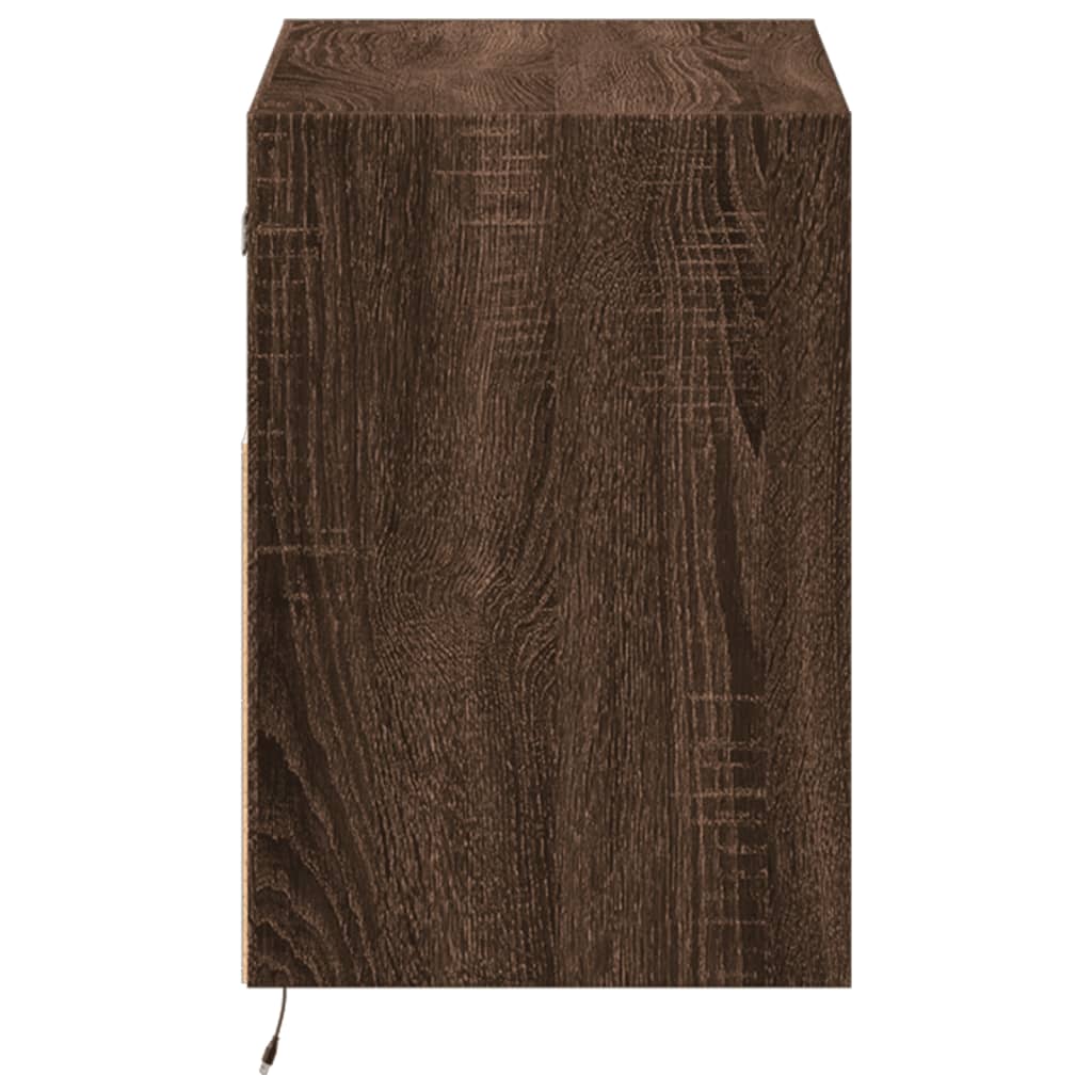 vidaXL TV Wall Cabinet with LED Lights Brown Oak 80x31x45 cm