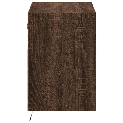 vidaXL TV Wall Cabinet with LED Lights Brown Oak 80x31x45 cm