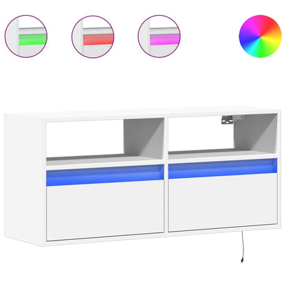 vidaXL TV Wall Cabinet with LED Lights White 100x31x45 cm
