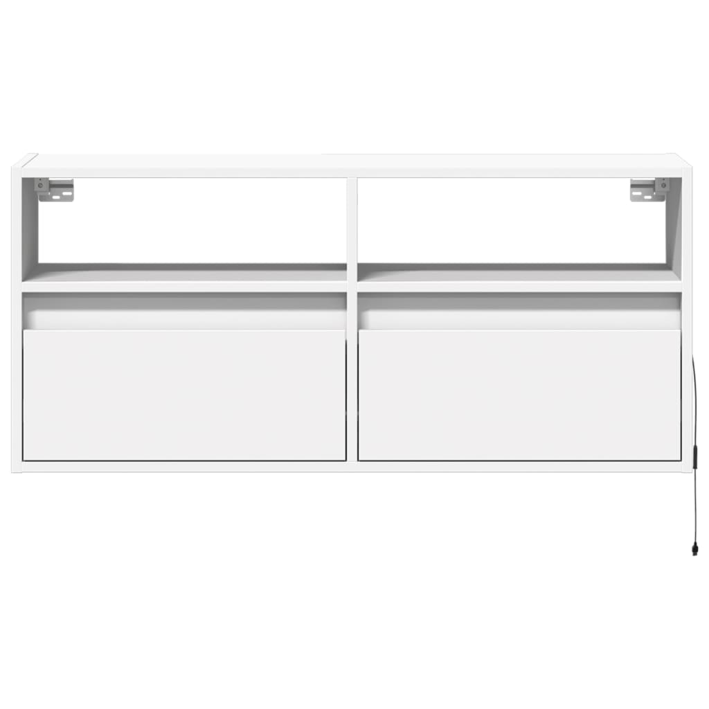 vidaXL TV Wall Cabinet with LED Lights White 100x31x45 cm