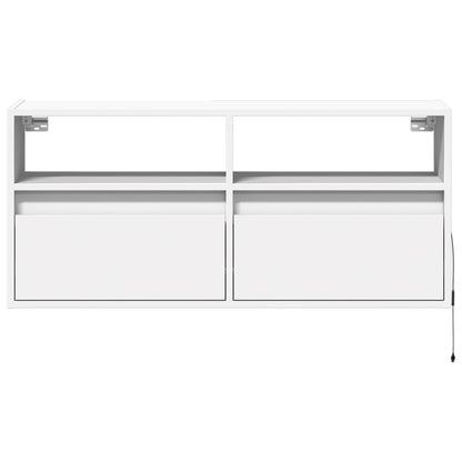 vidaXL TV Wall Cabinet with LED Lights White 100x31x45 cm