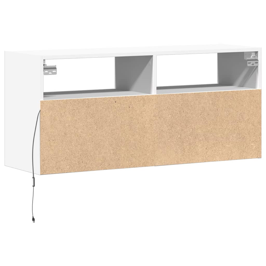 vidaXL TV Wall Cabinet with LED Lights White 100x31x45 cm