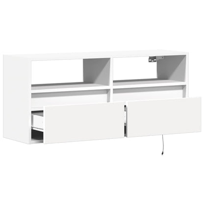 vidaXL TV Wall Cabinet with LED Lights White 100x31x45 cm
