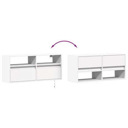 vidaXL TV Wall Cabinet with LED Lights White 100x31x45 cm