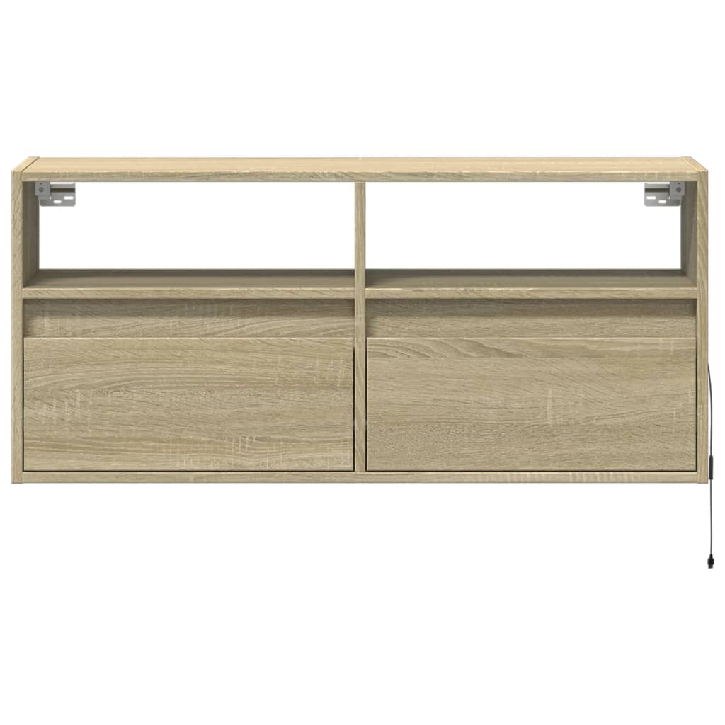 vidaXL TV Wall Cabinet with LED Lights Sonoma Oak 100x31x45 cm