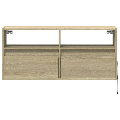 vidaXL TV Wall Cabinet with LED Lights Sonoma Oak 100x31x45 cm