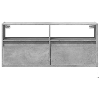 vidaXL TV Wall Cabinet with LED Lights Concrete Grey 100x31x45 cm
