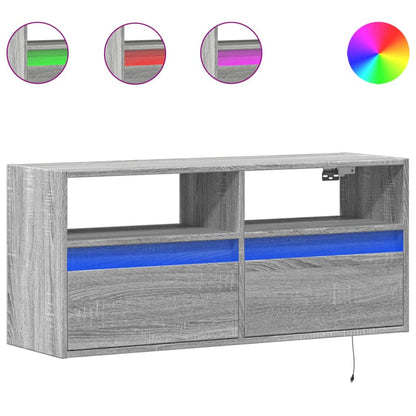 vidaXL TV Wall Cabinet with LED Lights Grey Sonoma 100x31x45 cm