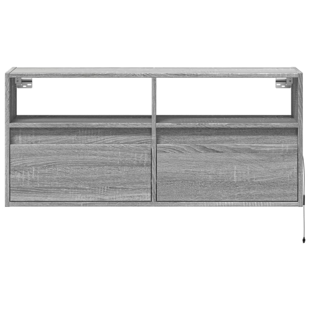 vidaXL TV Wall Cabinet with LED Lights Grey Sonoma 100x31x45 cm