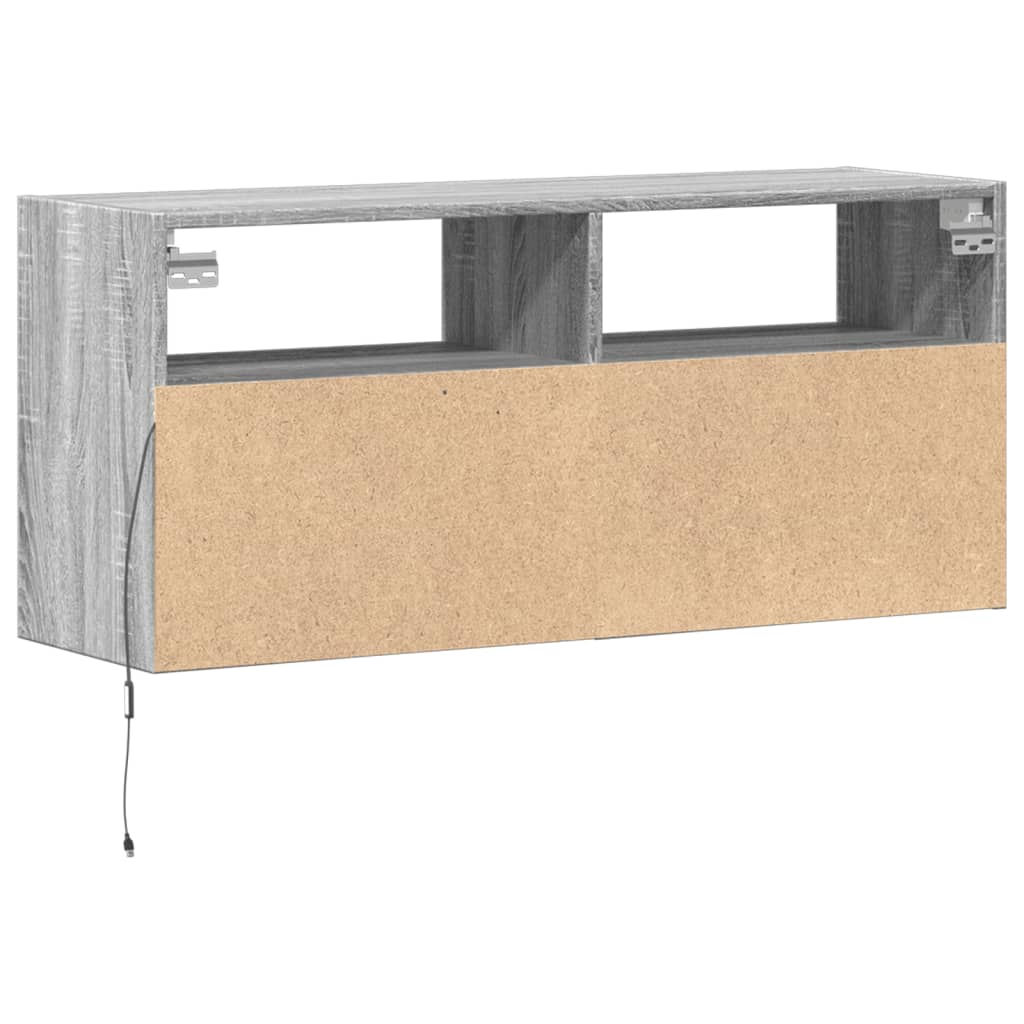 vidaXL TV Wall Cabinet with LED Lights Grey Sonoma 100x31x45 cm