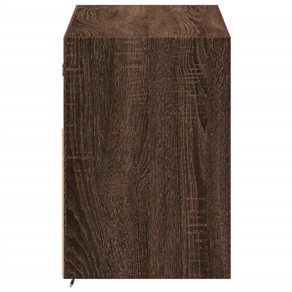 vidaXL TV Wall Cabinet with LED Lights Brown Oak 100x31x45 cm