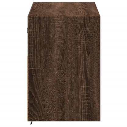 vidaXL TV Wall Cabinet with LED Lights Brown Oak 100x31x45 cm