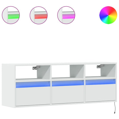 vidaXL TV Wall Cabinet with LED Lights White 130x31x45 cm