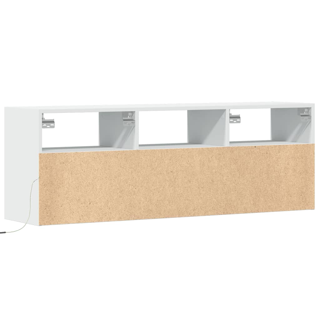 vidaXL TV Wall Cabinet with LED Lights White 130x31x45 cm
