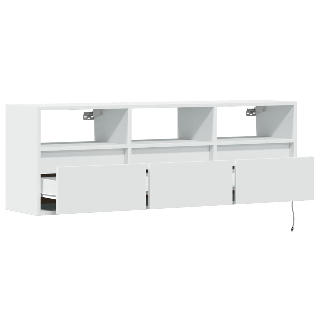 vidaXL TV Wall Cabinet with LED Lights White 130x31x45 cm