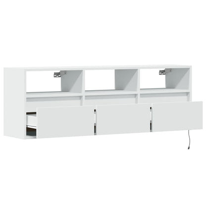 vidaXL TV Wall Cabinet with LED Lights White 130x31x45 cm