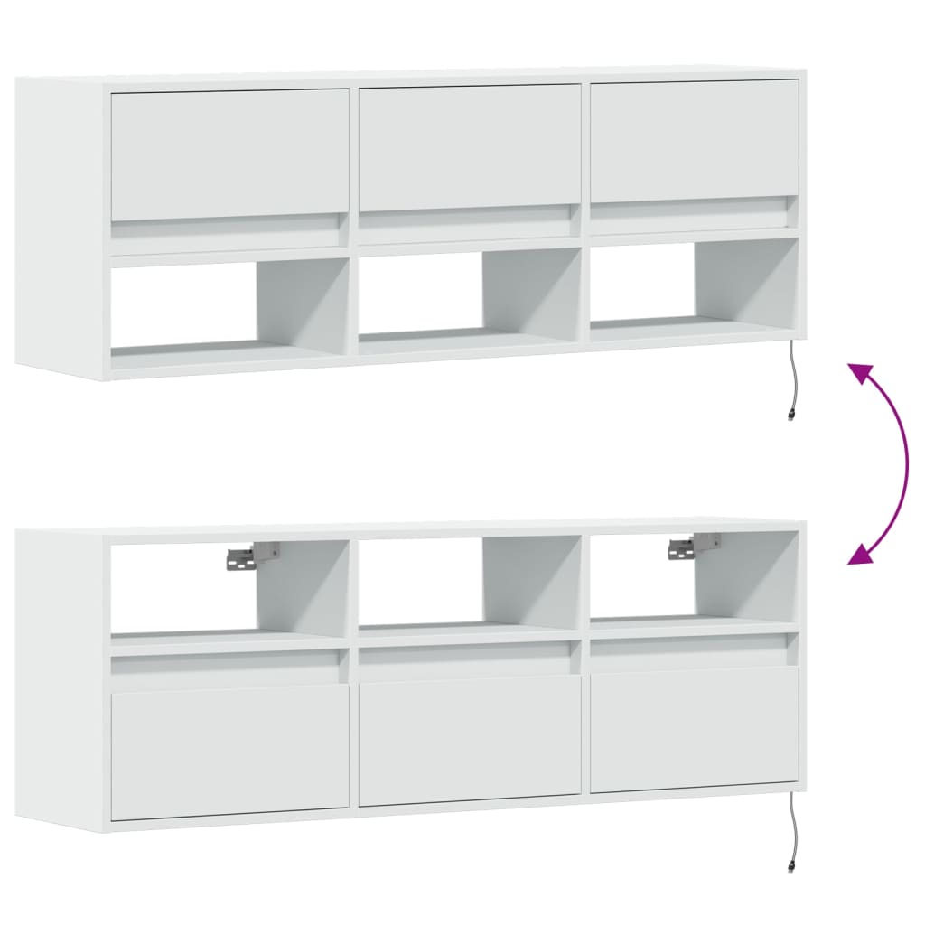 vidaXL TV Wall Cabinet with LED Lights White 130x31x45 cm