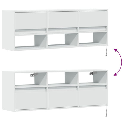 vidaXL TV Wall Cabinet with LED Lights White 130x31x45 cm