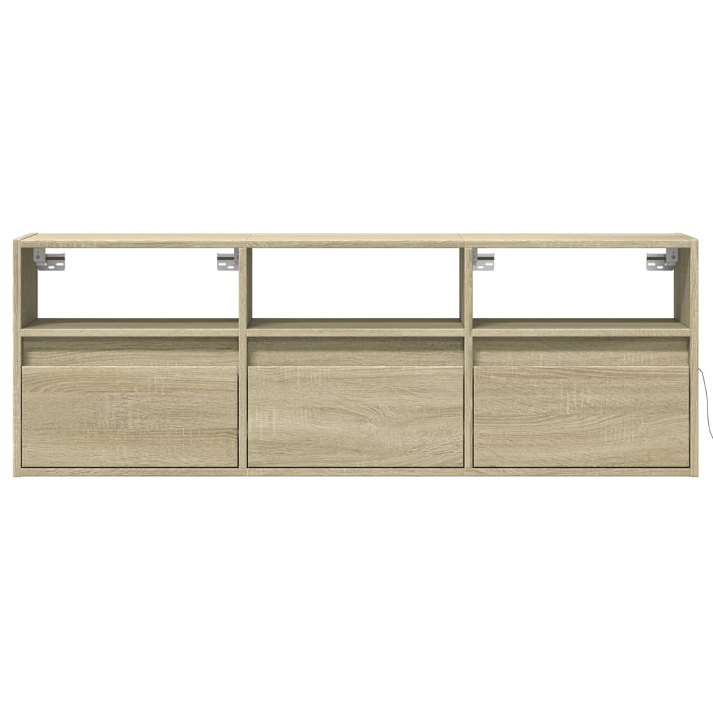 vidaXL TV Wall Cabinet with LED Lights Sonoma Oak 130x31x45 cm