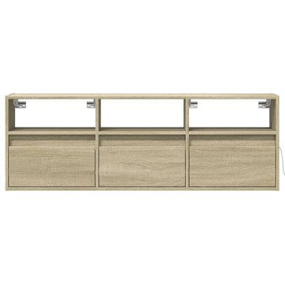 vidaXL TV Wall Cabinet with LED Lights Sonoma Oak 130x31x45 cm