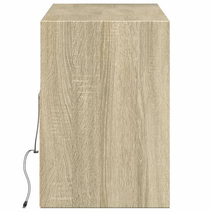 vidaXL TV Wall Cabinet with LED Lights Sonoma Oak 130x31x45 cm