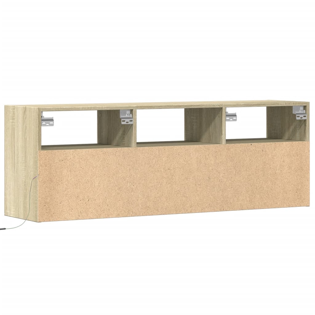vidaXL TV Wall Cabinet with LED Lights Sonoma Oak 130x31x45 cm