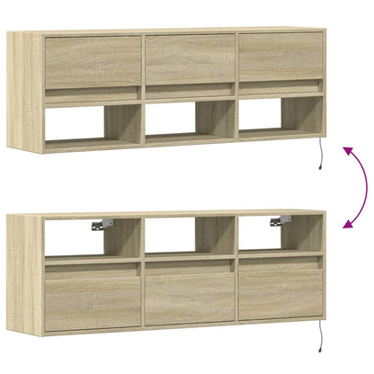 vidaXL TV Wall Cabinet with LED Lights Sonoma Oak 130x31x45 cm