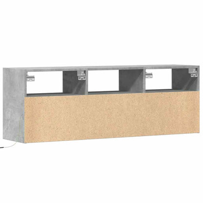 vidaXL TV Wall Cabinet with LED Lights Concrete Grey 130x31x45 cm
