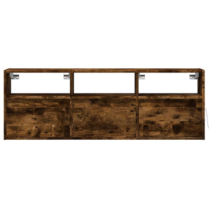 vidaXL TV Wall Cabinet with LED Lights Smoked Oak 130x31x45 cm