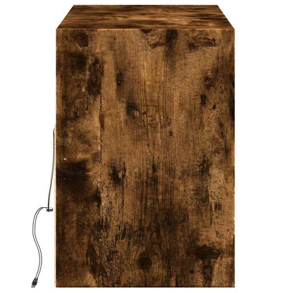 vidaXL TV Wall Cabinet with LED Lights Smoked Oak 130x31x45 cm