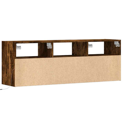 vidaXL TV Wall Cabinet with LED Lights Smoked Oak 130x31x45 cm