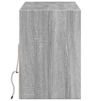 vidaXL TV Wall Cabinet with LED Lights Grey Sonoma 130x31x45 cm