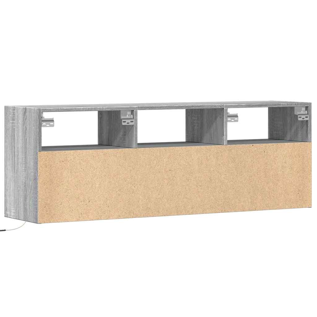 vidaXL TV Wall Cabinet with LED Lights Grey Sonoma 130x31x45 cm