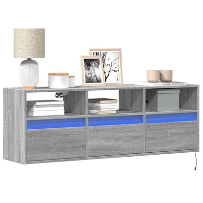 vidaXL TV Wall Cabinet with LED Lights Grey Sonoma 130x31x45 cm